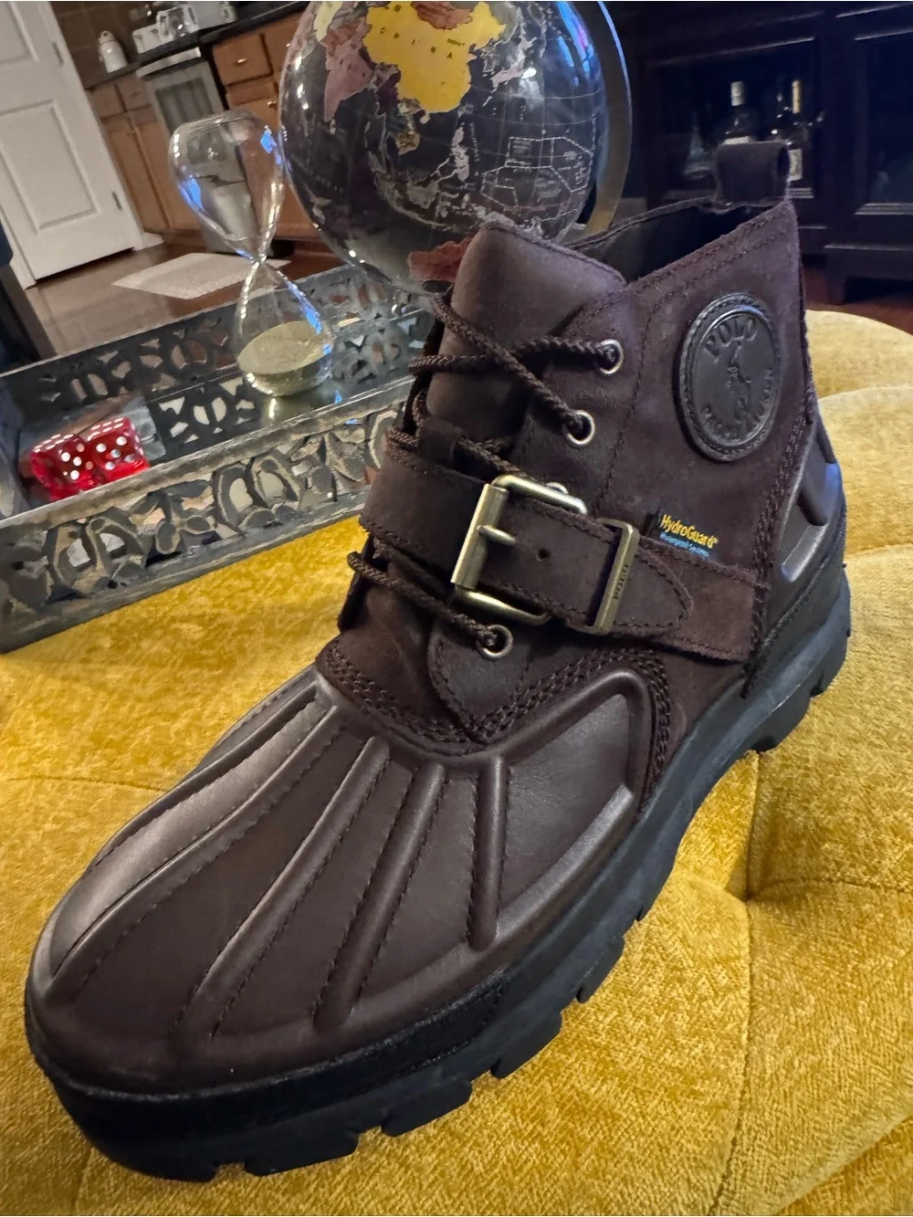 Polo by Ralph Lauren Men’s Brown Leather Oslo Low Waterproof Duck Boots, Size 10